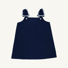 Load image into Gallery viewer, Donna Dress - Nantucket Navy w/ Beale Street Blue - Apple/Floral Embroidery
