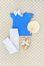 Load image into Gallery viewer, Ellen's Eyelet Top - Barbados Blue - Pima
