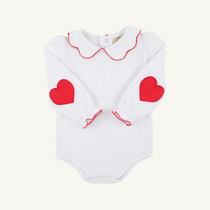 Emma's Elbow Patch Top - Worth Ave White w/ Richmond Red Hearts