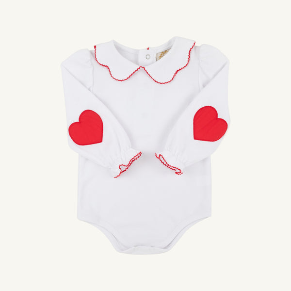 Emma's Elbow Patch Top - Worth Ave White w/ Richmond Red Hearts