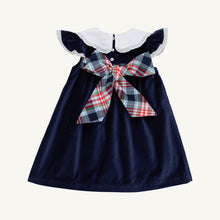 Load image into Gallery viewer, Franny Frock - Nantucket Navy w/ White and Covington Cottage Plaid - Velveteen
