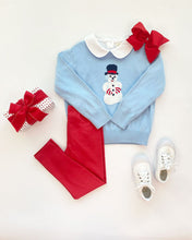 Load image into Gallery viewer, Isaac&#39;s Intarsia Sweater - Beale Street Blue w/ Snowman
