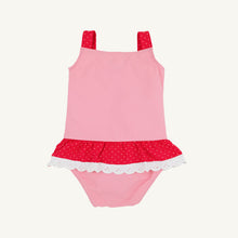 Load image into Gallery viewer, Grace Bay Bathing Suit - Hamptons Hot Pink w/ Richmond Red - Strawberry Appliqué
