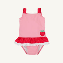 Load image into Gallery viewer, Grace Bay Bathing Suit - Hamptons Hot Pink w/ Richmond Red - Strawberry Appliqué
