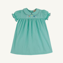 Load image into Gallery viewer, Holly Day Dress - Turks Teal w/ Flower Embroidery - Broadcloth
