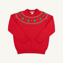 Load image into Gallery viewer, Isaac's Sweater - Richmond Red w/ Christmas Trees - Fairisle
