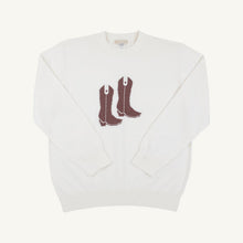 Load image into Gallery viewer, Isaac's Intarsia Sweater - Palmetto Pearl w/ Cowboy Boots Intarsia
