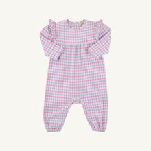 Load image into Gallery viewer, Leigh Ann Angel Sleeve Romper - Barrington Blue &amp; Hamptons Hot Pink Gingham - Long Sleeve
