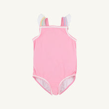 Load image into Gallery viewer, Long Bay Bathing Suit - Hamptons Hot Pink w/ Worth Ave White &amp; Multicolor Ric Rac
