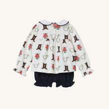 Load image into Gallery viewer, Banks Bow Bloomer Set - Happy Hunting w/ Navy - Long Sleeve
