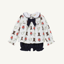 Load image into Gallery viewer, Banks Bow Bloomer Set - Happy Hunting w/ Navy - Long Sleeve
