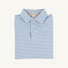 Load image into Gallery viewer, Prim &amp; Proper Polo - Barrington Blue Stripe w/ Keeneland Khaki - Long Sleeve
