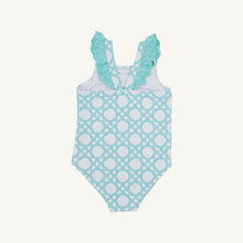 Load image into Gallery viewer, Long Bay Bathing Suit - Catamaran Cane w/ Edisto Egg Blue

