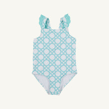 Load image into Gallery viewer, Long Bay Bathing Suit - Catamaran Cane w/ Edisto Egg Blue
