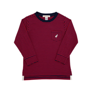 Carter Crewneck - Red & Navy Stripe - Long Sleeve