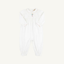 Load image into Gallery viewer, Britt Romper - White w/ Palm Beach Pink - Balloon Embroidery - Long Sleeve

