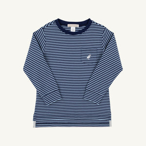 Carter Crewneck - Barrington Blue & Navy Stripe - Long Sleeve