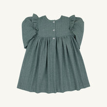 Load image into Gallery viewer, Daphne Dress - Grier Green Herringbone w/ Nantucket Navy Smocking - Long Sleeve
