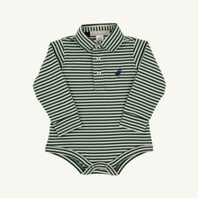Load image into Gallery viewer, Prim &amp; Proper Polo - Grier Green &amp; Palmetto Pearl Stripe - Long Sleeve
