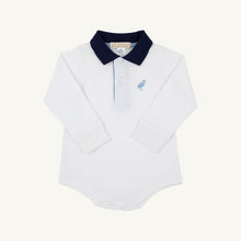 Load image into Gallery viewer, Prim &amp; Proper Polo - White w/ Nantucket Navy &amp; Barrington Blue - Long Sleeve

