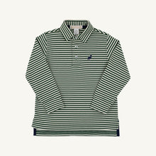 Load image into Gallery viewer, Prim &amp; Proper Polo - Grier Green &amp; Palmetto Pearl Stripe - Long Sleeve
