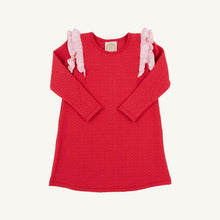 Load image into Gallery viewer, Ruehling Ruffle Dress - Richmond Red w/ Palm Beach Pink - Long Sleeve - Quilted
