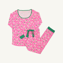 Load image into Gallery viewer, Stay in Bed Set - Bows of Holly w/ Kelly Green - Long Sleeve - Ladies'
