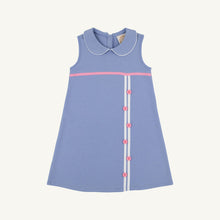 Load image into Gallery viewer, Luanne's Lunch Dress - Park City Periwinkle w/ White and Hamptons Hot Pink Buttons - Heavy Knit
