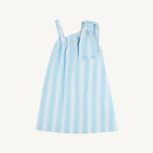 Load image into Gallery viewer, Maebelle Bow Dress - Belhaven Blue Ticking Stripe - Woven
