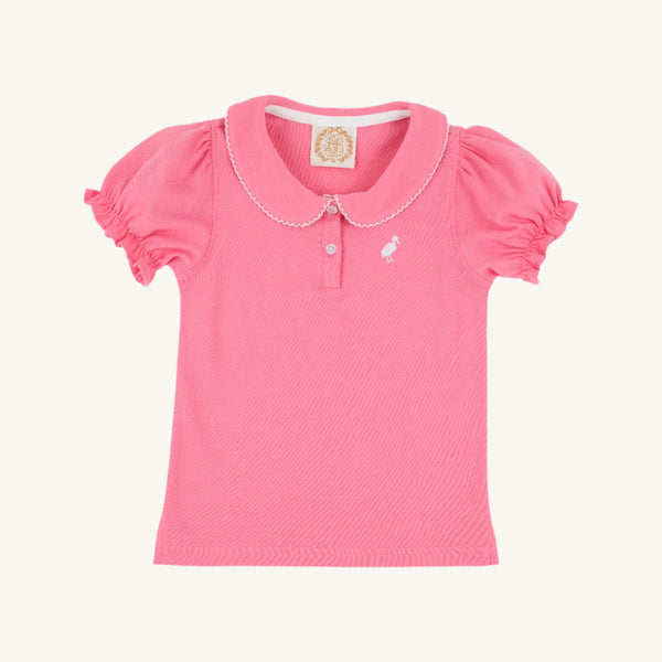 Maude's Peter Pan Collar Polo - Romany Rose w/ Worth Ave White - Puff Sleeve