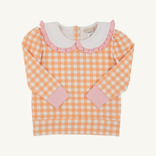 Load image into Gallery viewer, Maude's Ruffle Cassidy Crewneck - Seashore Sherbet Gingham w/ White Collar
