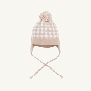 Parrish Pom Pom Hat - Light Khaki & Worth Ave White Gingham