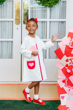 Load image into Gallery viewer, Long Sleeve Peggy's Pocket Dress - Palmetto Pearl w/ Richmond Red - Hearts
