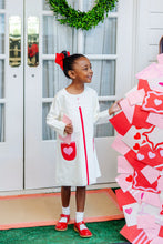 Load image into Gallery viewer, Long Sleeve Peggy's Pocket Dress - Palmetto Pearl w/ Richmond Red - Hearts
