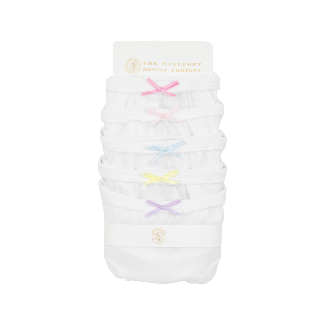 Pippy's Underpinnings Set - Worth Ave White w/ Multicolor Bows (5-pack)