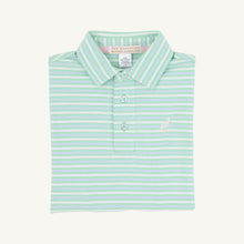 Load image into Gallery viewer, Prim &amp; Proper Polo - Sumner County Stripe - Grace Bay Green w/ Blue and White
