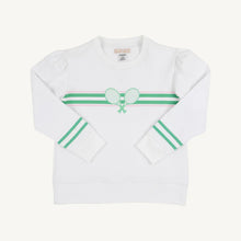 Load image into Gallery viewer, Cassidy Comfy Crewneck - Worth Ave White w/ Tennis Rackets - Puff Sleeve
