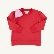 Load image into Gallery viewer, Cassidy Comfy Crewneck Puff Sleeve - Richmond Red w/ Pier Party Pink Bow

