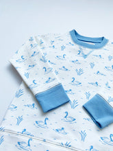 Load image into Gallery viewer, Cassidy Comfy Crewneck - Quack Quack Honk (Pearl) w/ Barrington Blue
