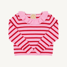 Load image into Gallery viewer, Reece Ruffle Sweater - Richmond Red &amp; Pier Party Pink Stripe
