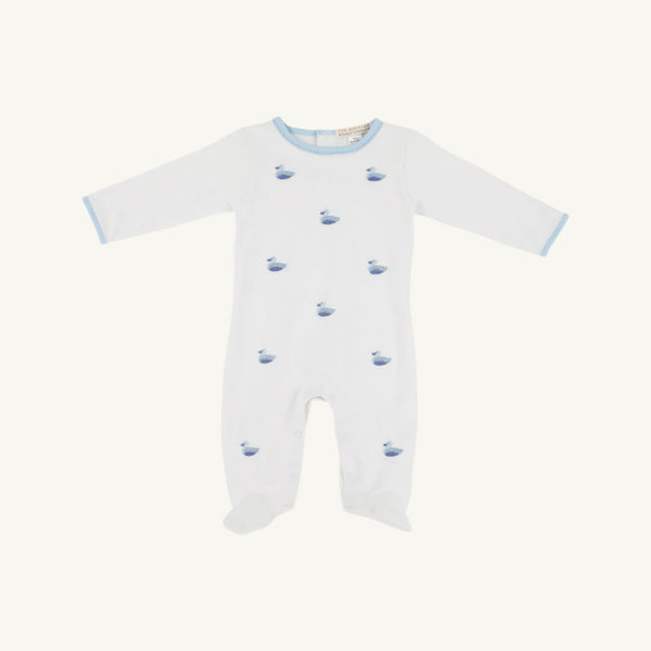 Rock Me Romper - Worth Ave White w/ Ducks Embroidery