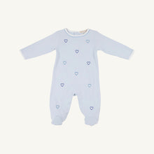 Load image into Gallery viewer, Rock Me Romper - Buckhead Blue w/ Hearts Embroidery
