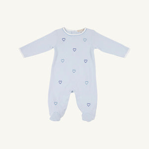 Rock Me Romper - Buckhead Blue w/ Hearts Embroidery
