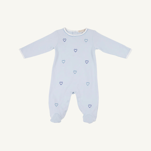Rock Me Romper - Buckhead Blue w/ Hearts Embroidery