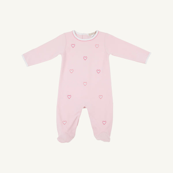 Rock Me Romper - Palm Beach Pink w/ Hearts Embroidery