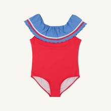 Load image into Gallery viewer, Sandy Lane Swimsuit - Richmond Red w/ Barbados Blue
