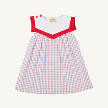 Load image into Gallery viewer, Sarah Sailboat Dress - Lake Powell Plaid w/ Worth Ave White - Woven
