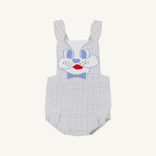 Load image into Gallery viewer, Sayre Sunsuit - Grantley Gray Mini Gingham w/ Dog Face

