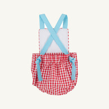 Load image into Gallery viewer, Sayre Sunsuit - Richmond Red Gingham w/ White - Blue Straps
