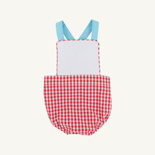 Load image into Gallery viewer, Sayre Sunsuit - Richmond Red Gingham w/ White - Blue Straps
